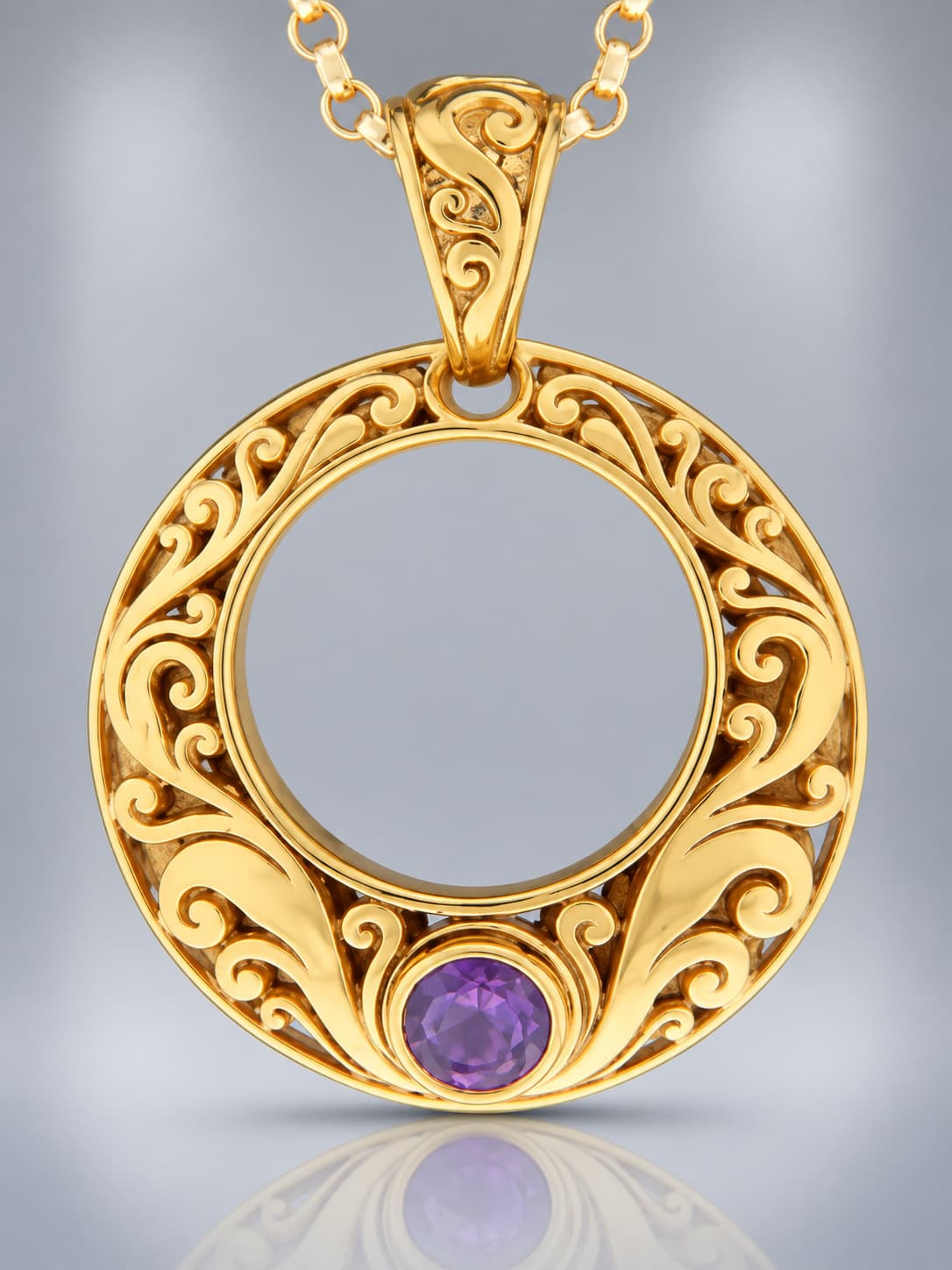sterling silver faceted amethyst pendant