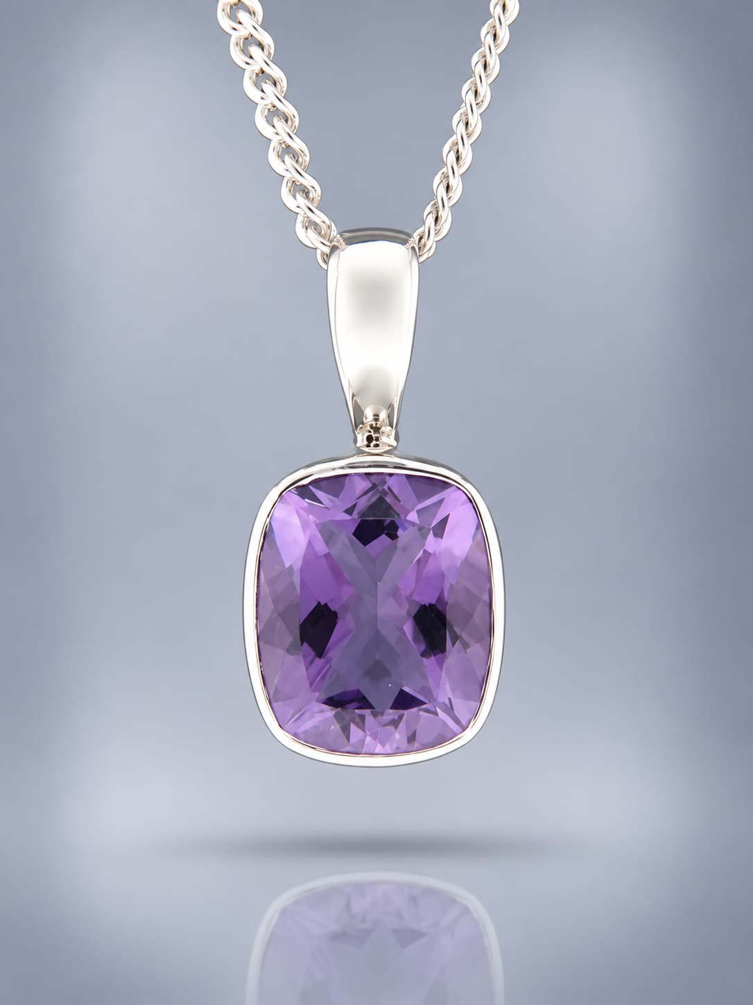 sterling silver faceted amethyst pendant