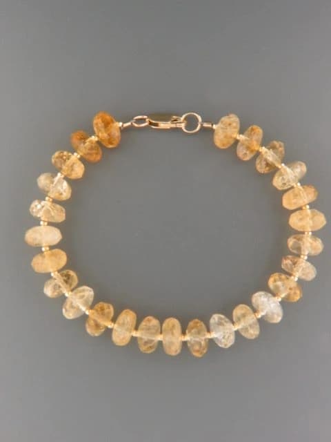 Citrine Bracelet - faceted roundels with Gold beads