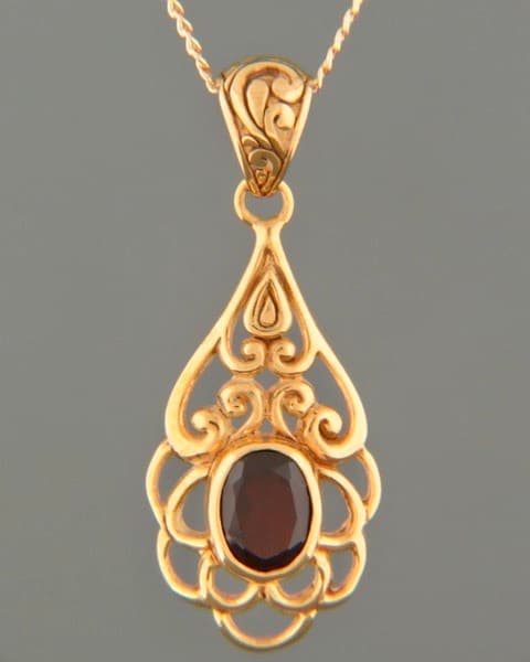 Garnet Pendant - Gold Vermeil