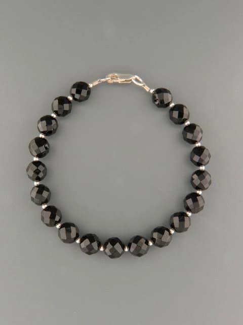 Onyx Bracelet - 8mm round faceted stones with round beads