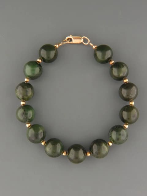 Jade Bracelet - 12mm stones with Gold beads