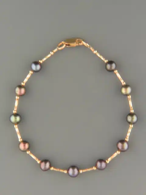 6mm dark Pearl Bracelet with twist beads - YD6HB