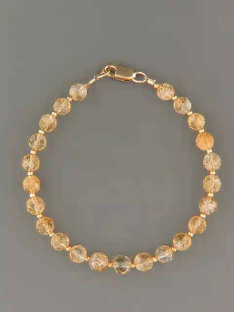 Citrine Bracelet - 6mm round faceted stones with round beads