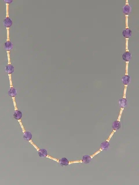 Amethyst Necklace - 6mm round facets with twist beads