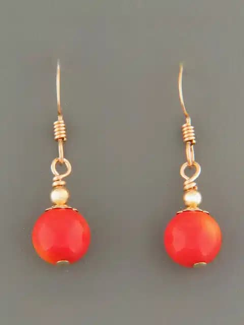 Red Coral Earrings - 14ct Gold Filled