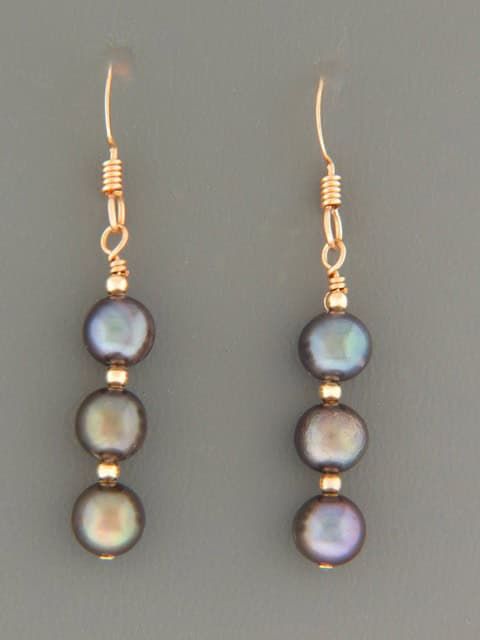 6mm Dark Pearl Earrings - 14ct Gold Filled
