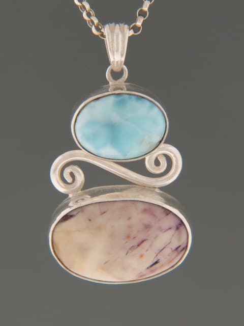 Tiffany Stone & Larimar Pendant - Sterling Silver