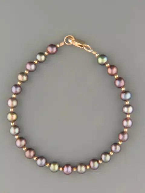 6mm dark Pearl Bracelet with 2mm round beads
