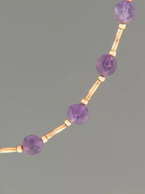 Amethyst Necklace - 6mm round facets with twist beads