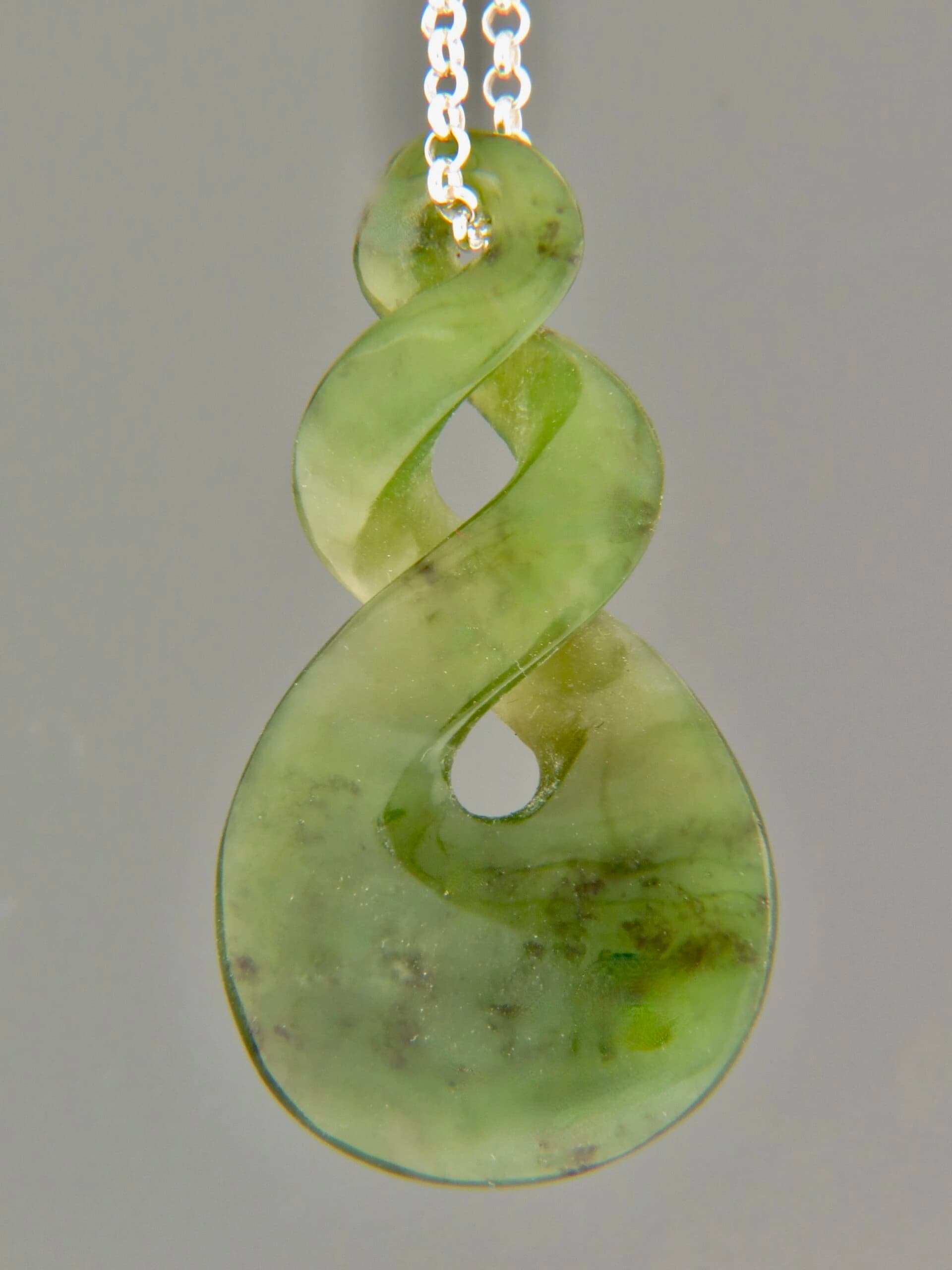 Jade Twist Pendant (large) - Sterling Silver