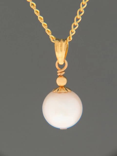 White Pearl Pendant - 14ct Gold Filled - 10mm Pearl