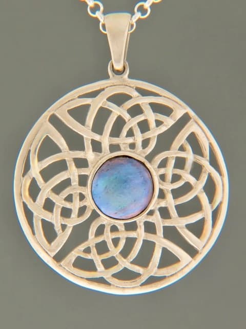 Blue Pearl Pendant - Sterling Silver - 8mm Pearl