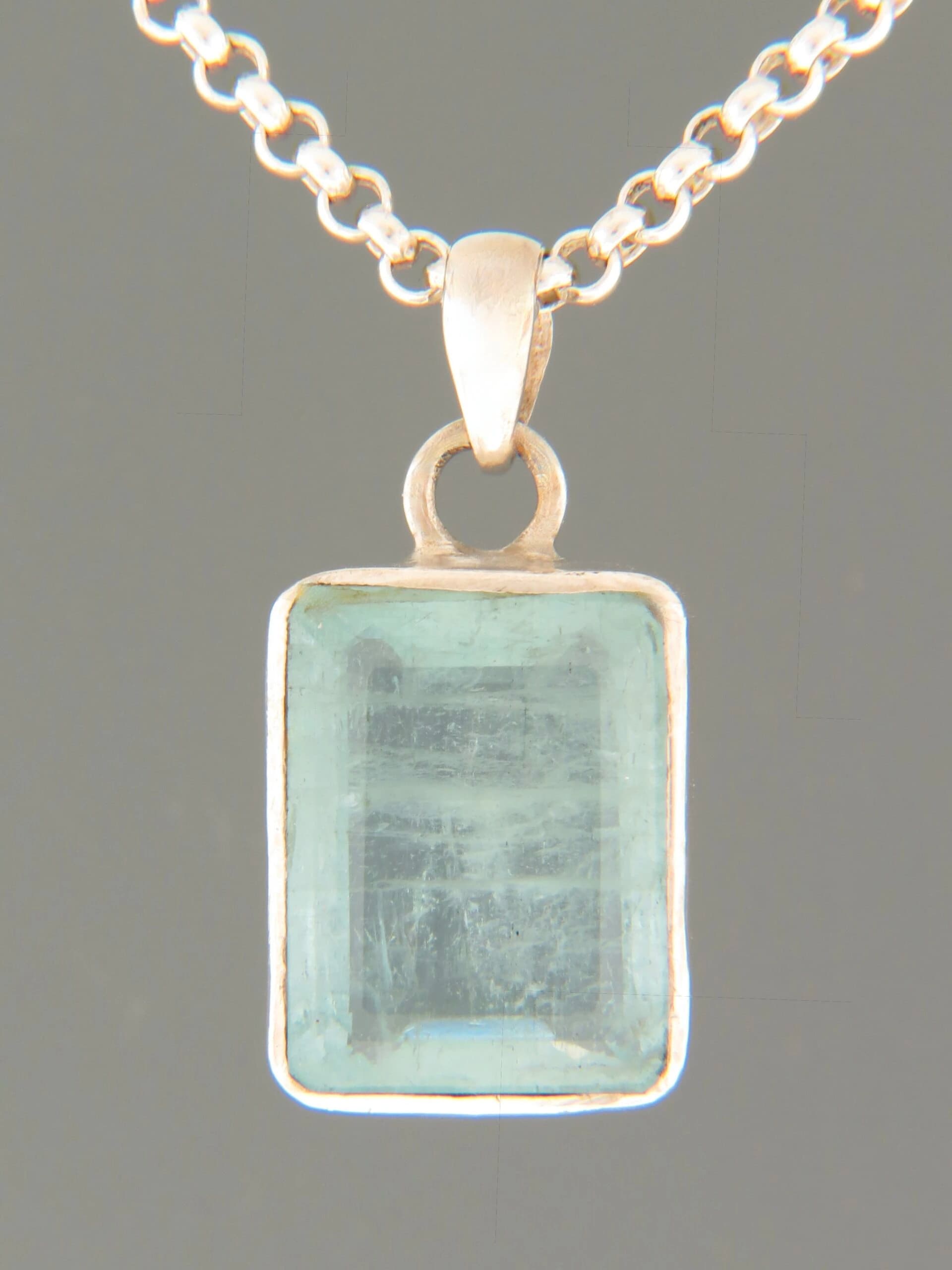 Aquamarine Pendant - Sterling Silver
