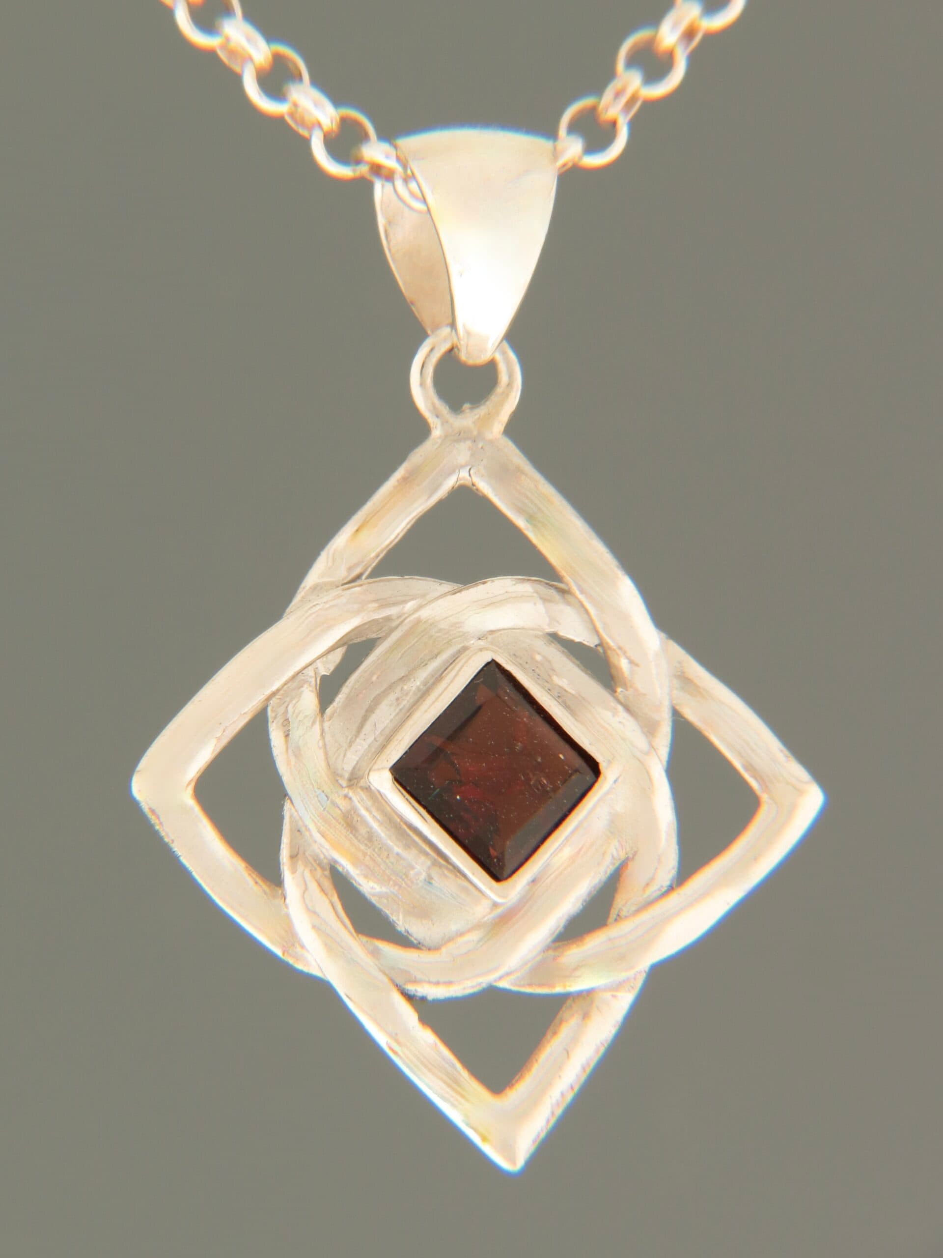 Garnet Pendant - Sterling Silver