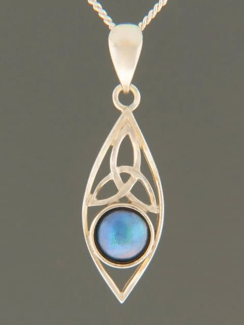 Blue Pearl Pendant - Sterling Silver - 8mm Pearl