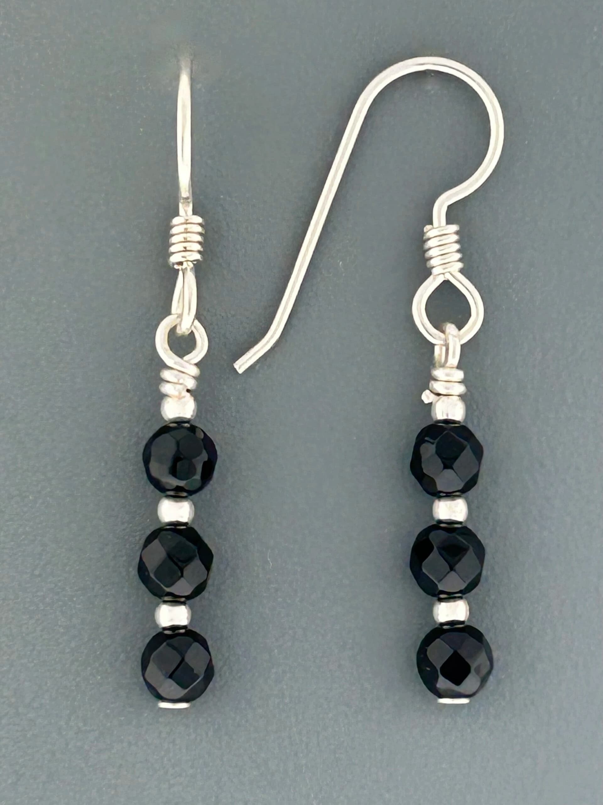 Onyx Earrings - Sterling Silver