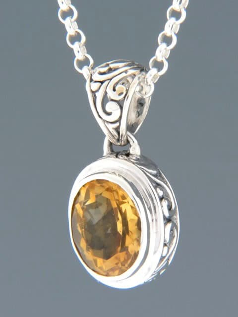 Citrine Pendant - Sterling Silver