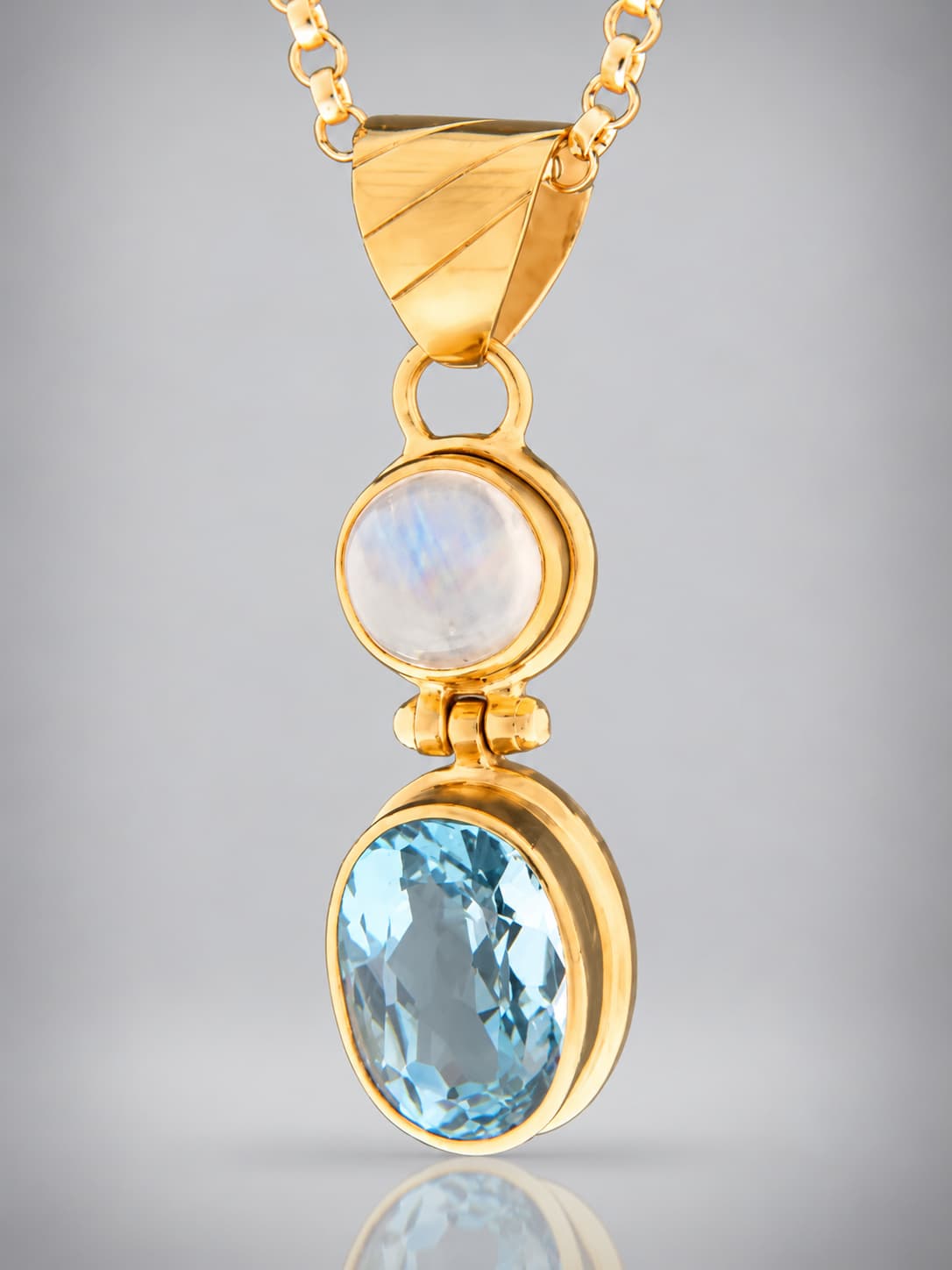 Blue Topaz and moonstone pendant