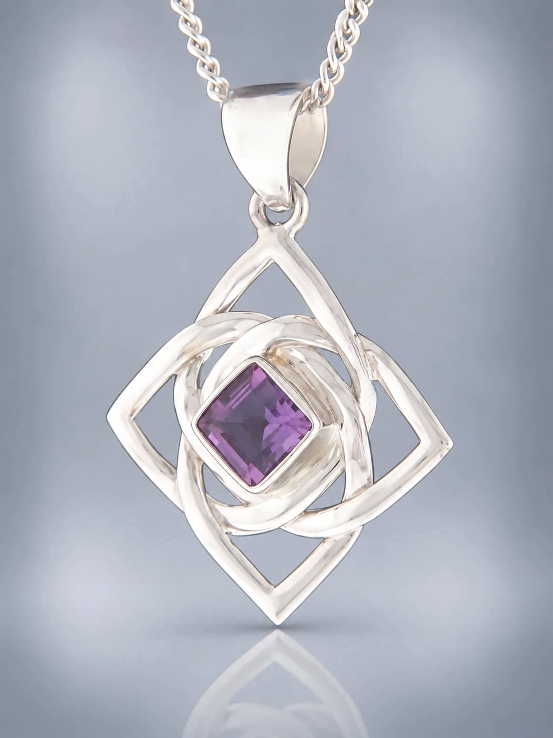 sterling silver faceted amethyst pendant