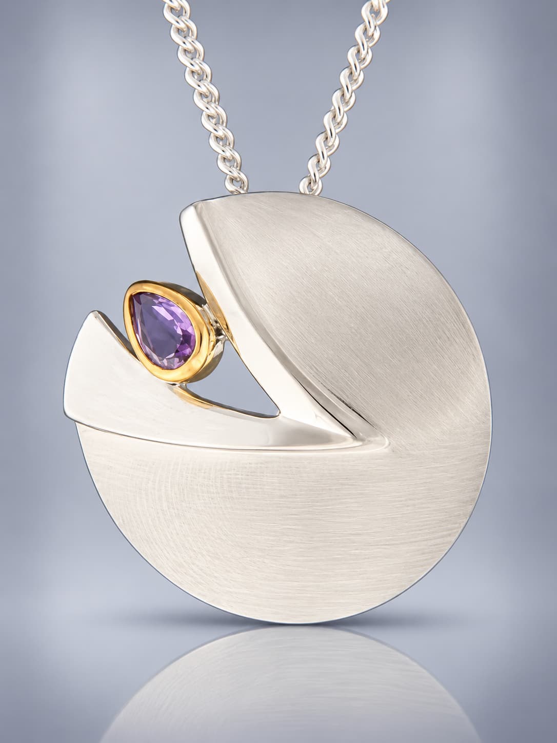 sterling silver faceted amethyst pendant
