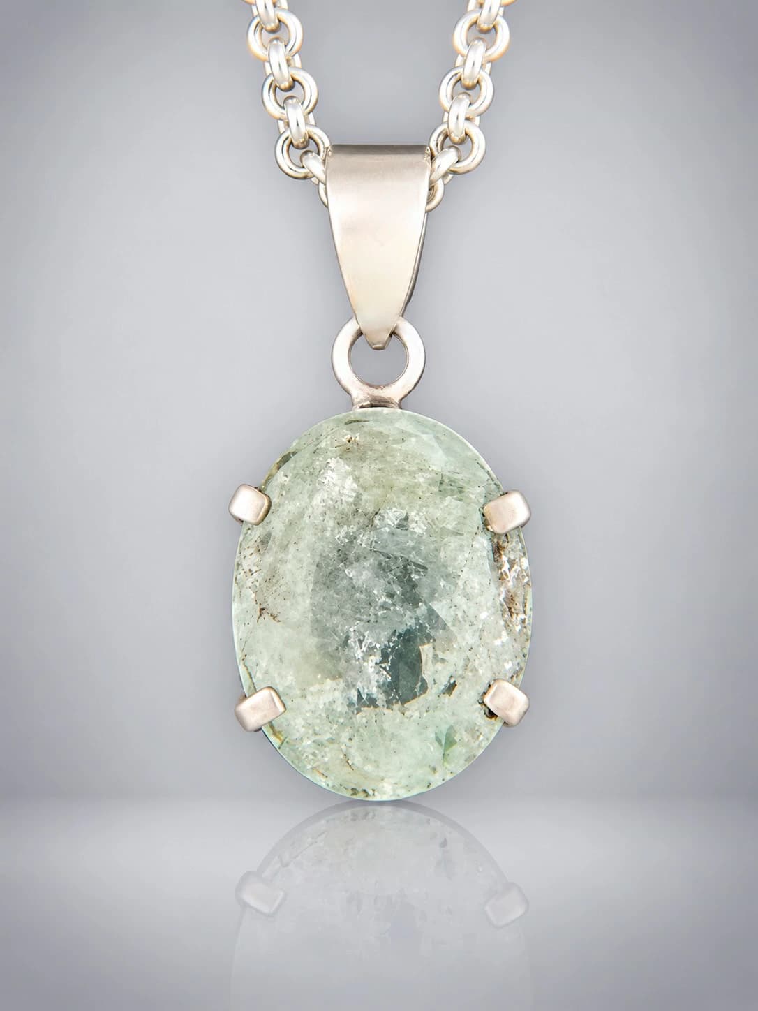 Aquamarine sterling silver pendant