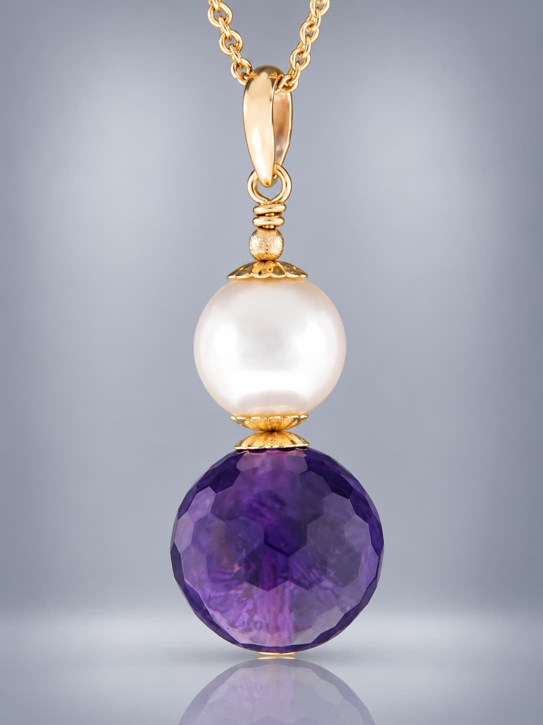 Amethyst and pearl pendant