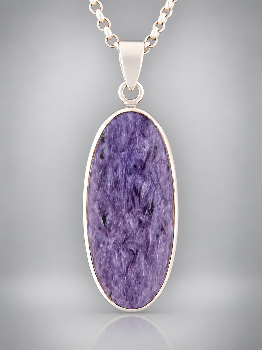Charoite sterling silver pendant