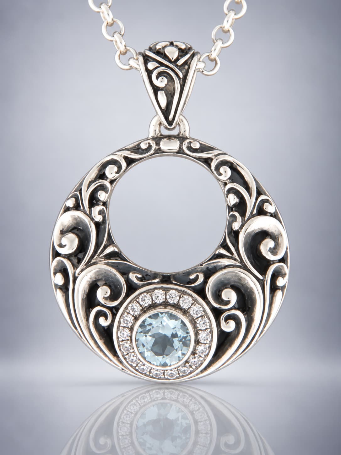 Blue Topaz sterling silver pendant