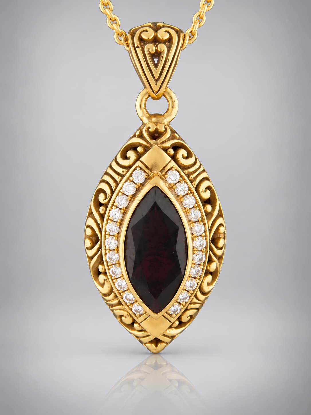 Garnet Pendant - Gold Vermeil