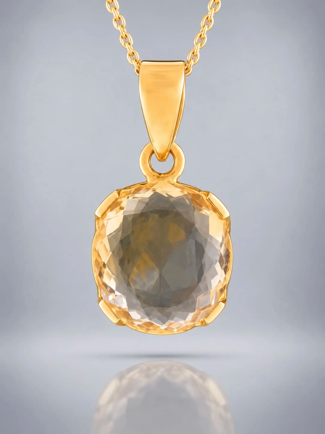 Citrine Faceted Gold Vermeil pendant