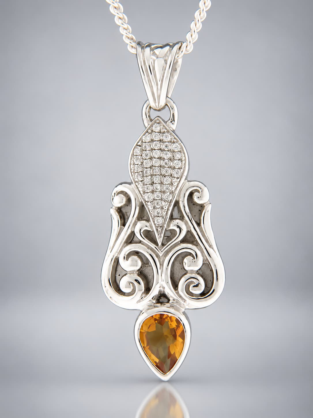 Citrine sterling silver pendant
