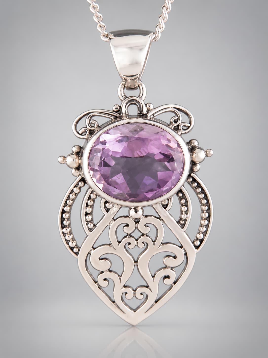 Amethyst Pendant - Sterling Silver - A318