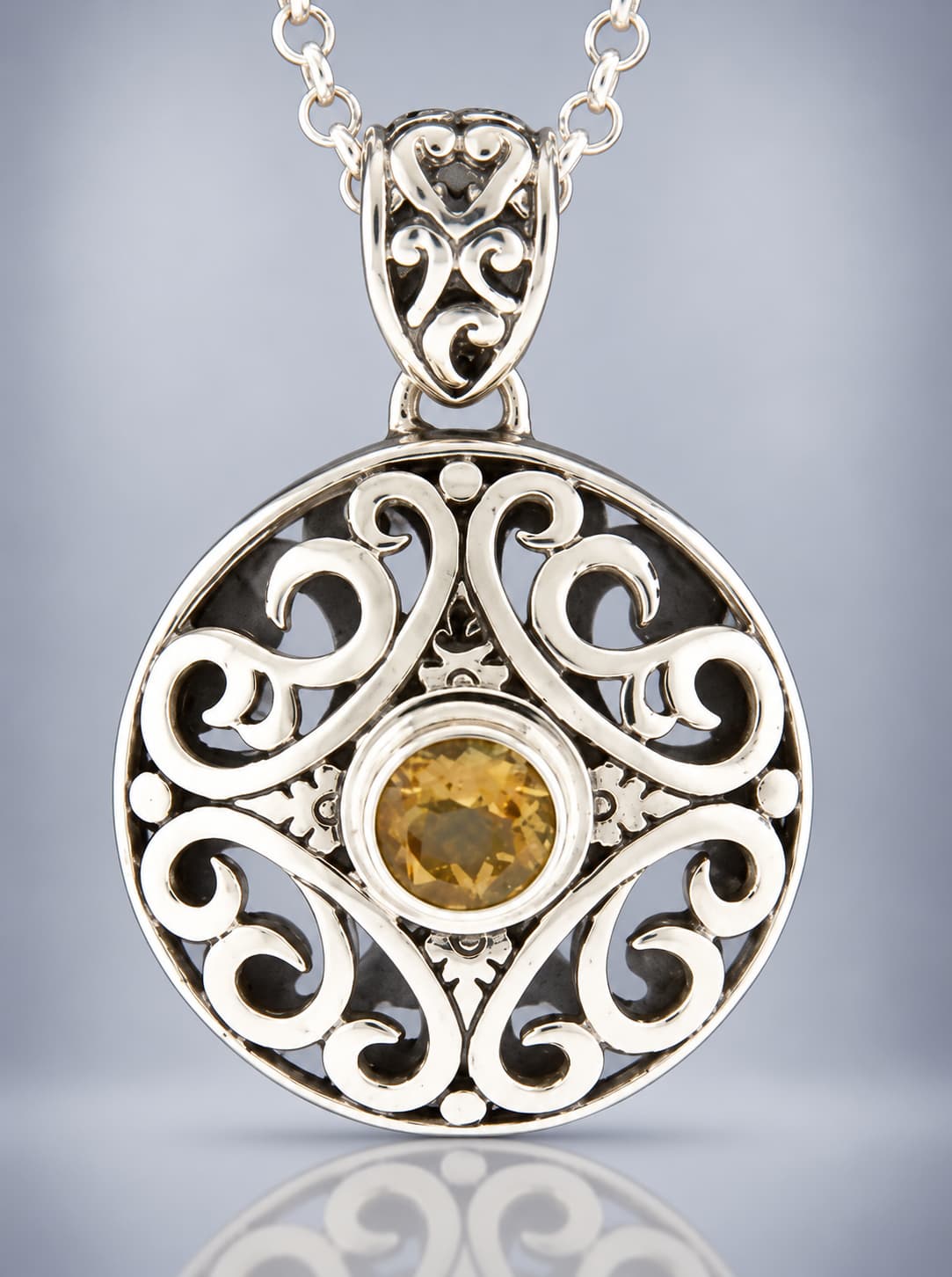 Citrine sterling silver pendant