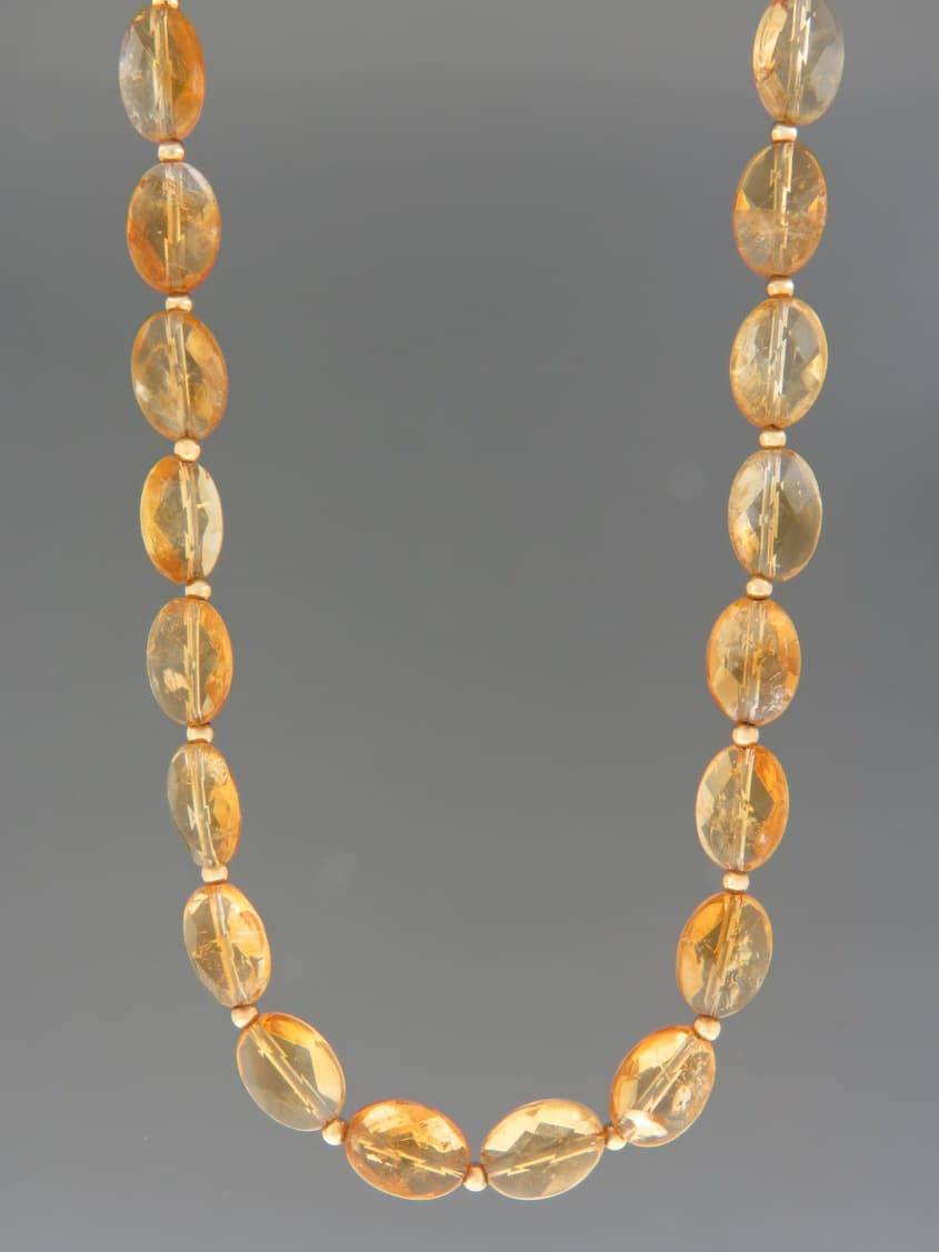 Citrine Necklace - oval faceted stones - 45cm