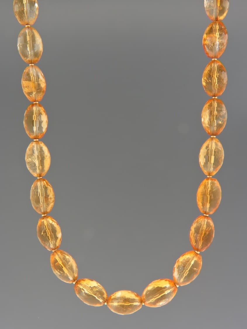Citrine Necklace - 10 x 14mm oval facets with 2mm round beads