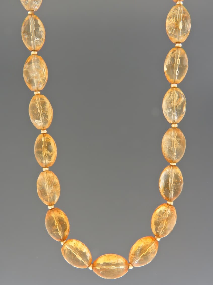 Citrine Necklace - 11 x 16mm oval facets with 3mm round beads