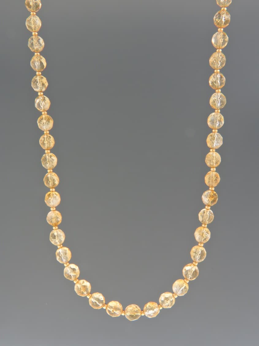 Citrine Necklace - 6mm round facets with 2mm round beads