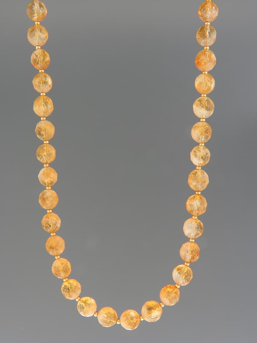 Citrine Necklace - 8mm round facets with 2mm round beads