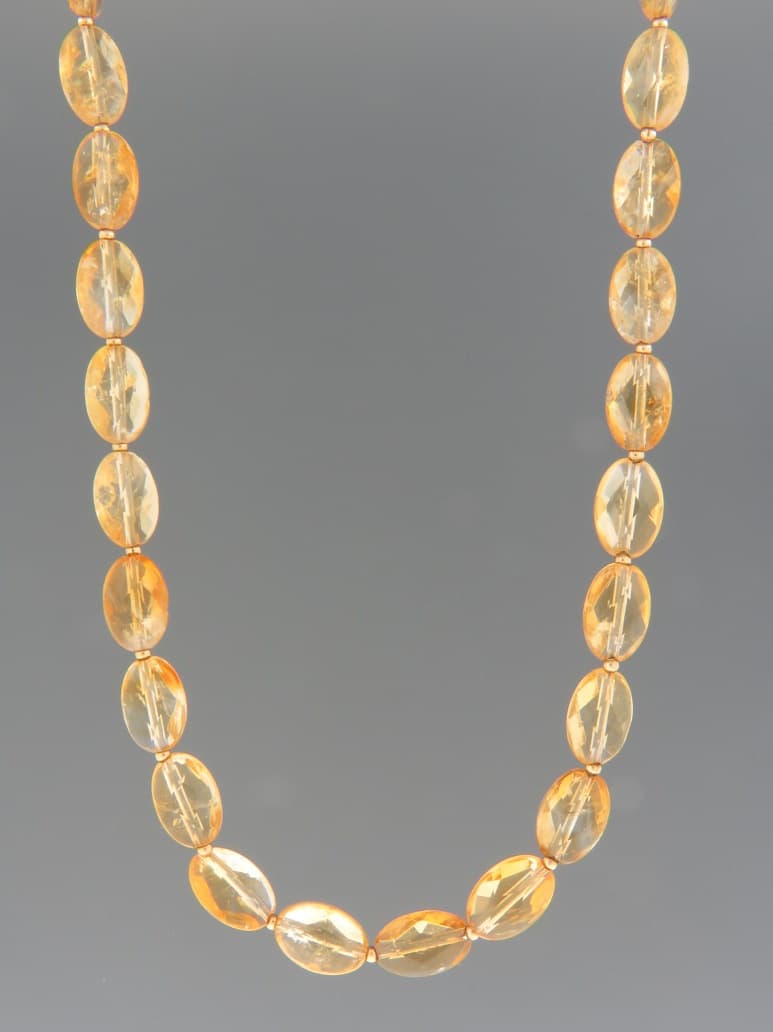 Citrine Necklace - 8 x 12mm oval facets with 2mm round beads