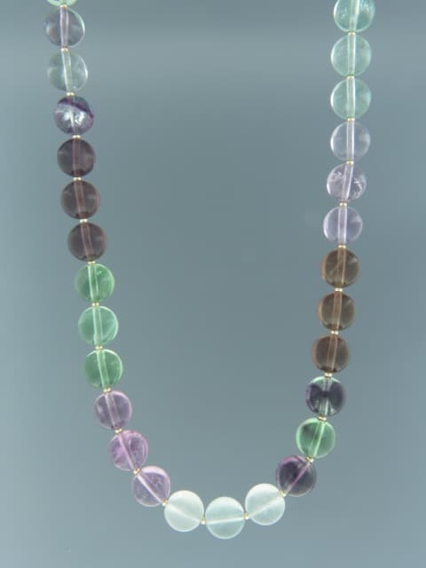 Fluorite Necklace - 10mm round with 2mm round beads