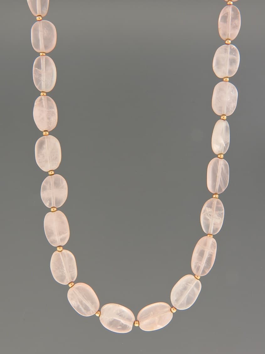 Rose Quartz Necklace - oval stones - 45cm