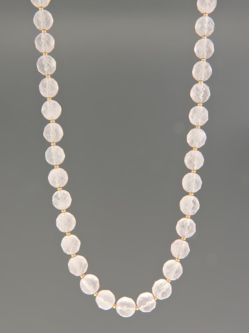 Rose Quartz Necklace - 8mm round faceted stones