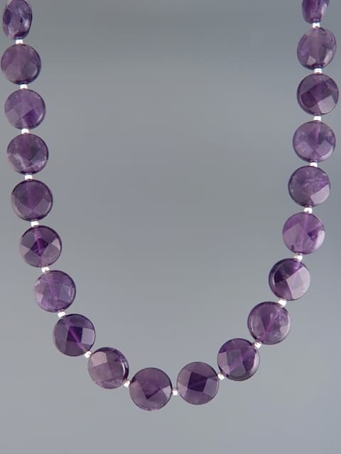 Amethyst Necklace - 10mm faceted discs