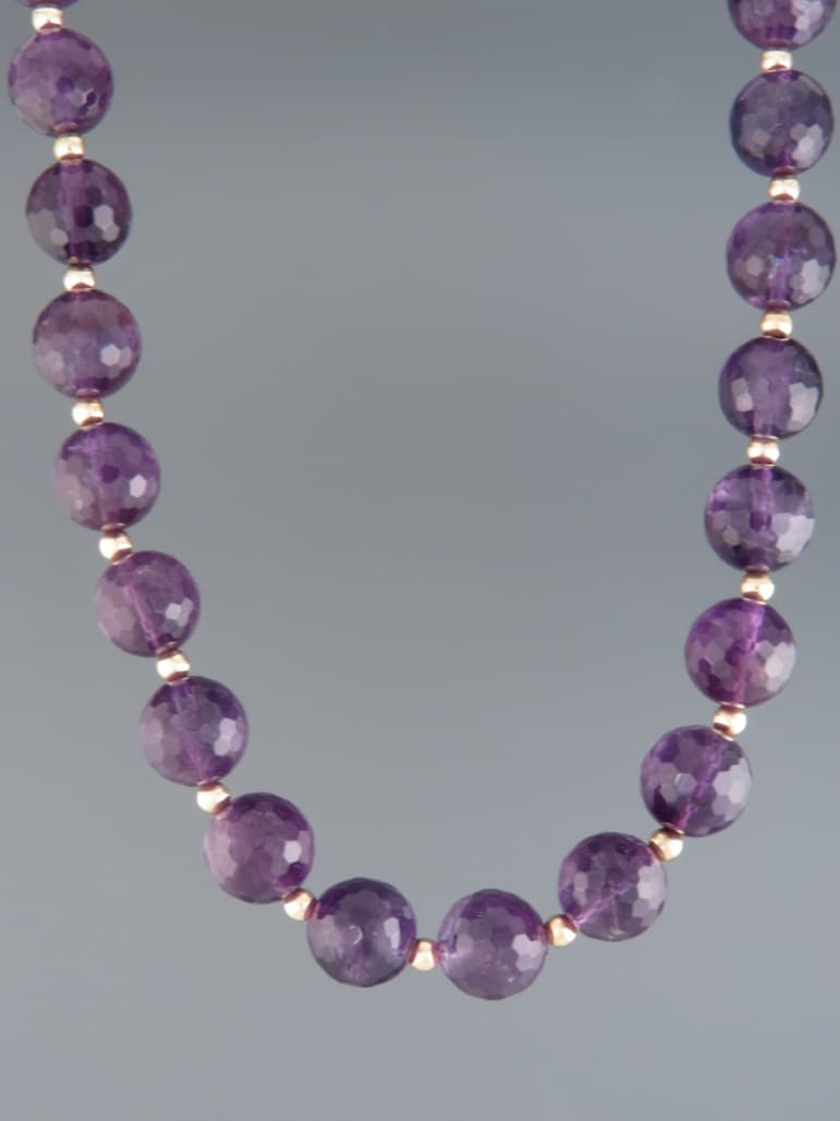 Amethyst Necklace - 10mm round facets