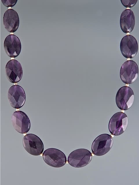 Amethyst Necklace - oval facets with 2mm round beads