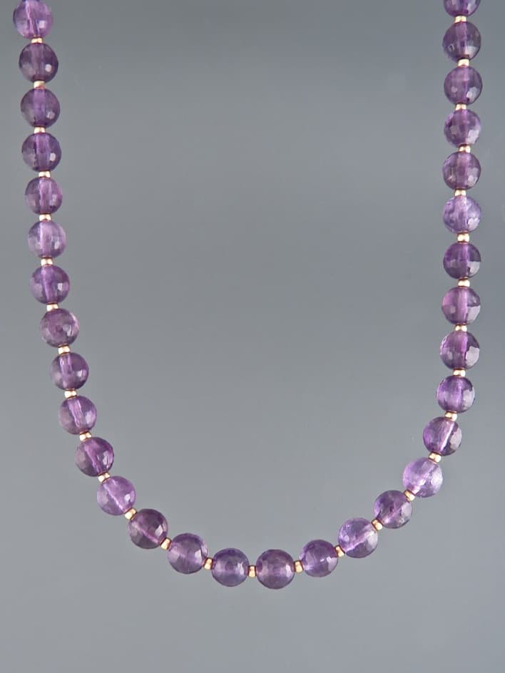 Amethyst Necklace - 6mm round facets with 2mm round beads