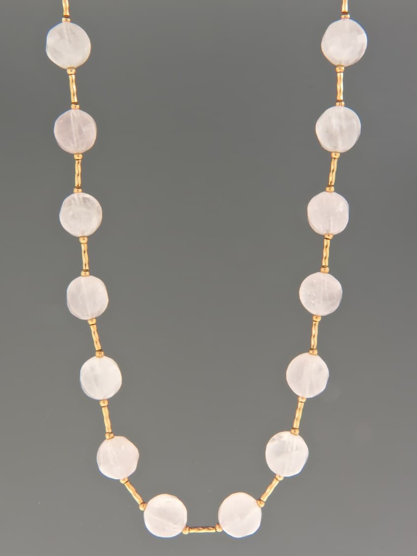 Rose Quartz Necklace - 10mm round faceted stones
