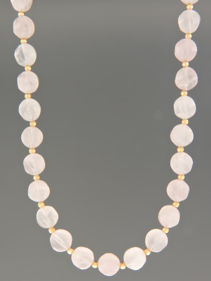 Rose Quartz Necklace - 10mm round faceted stones - 45cm