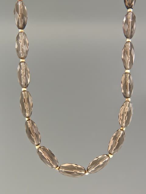 Smokey Quartz Necklace - tubular faceted stones
